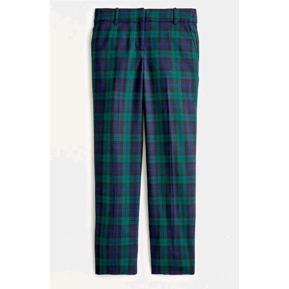 J.Crew Cameron Slim Crop Pants Black Watch Tartan Stretch Wool Lined Size 6 NWT